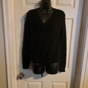 No boundaries black chunky knit sweater draw string at the waist size medium